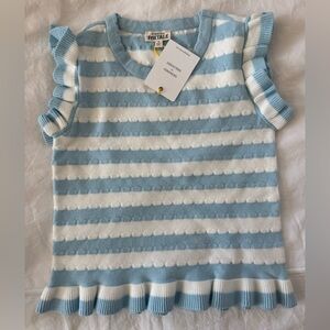 finding Foxtale Striped Blue & White Ruffle Sleeve sweater